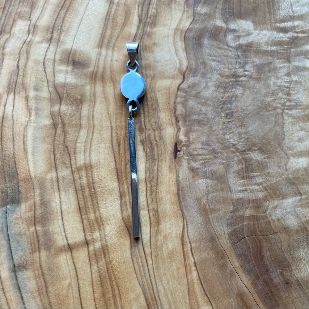 Minimalist Sterling Silver & Turquoise Necklace Pendant - Picture 2 of 6